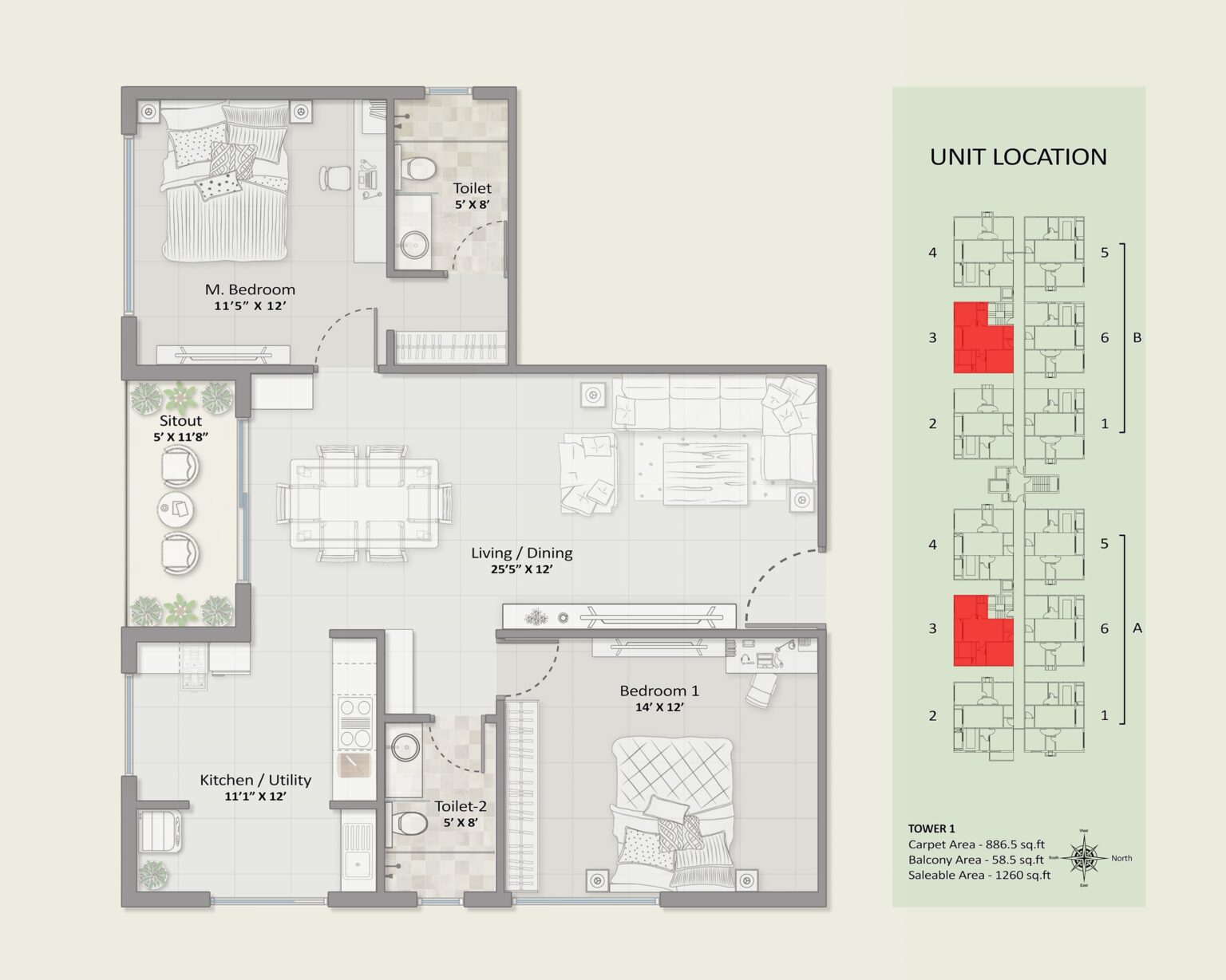 Elegant-Evergreen-FloorPlan-2 bhk